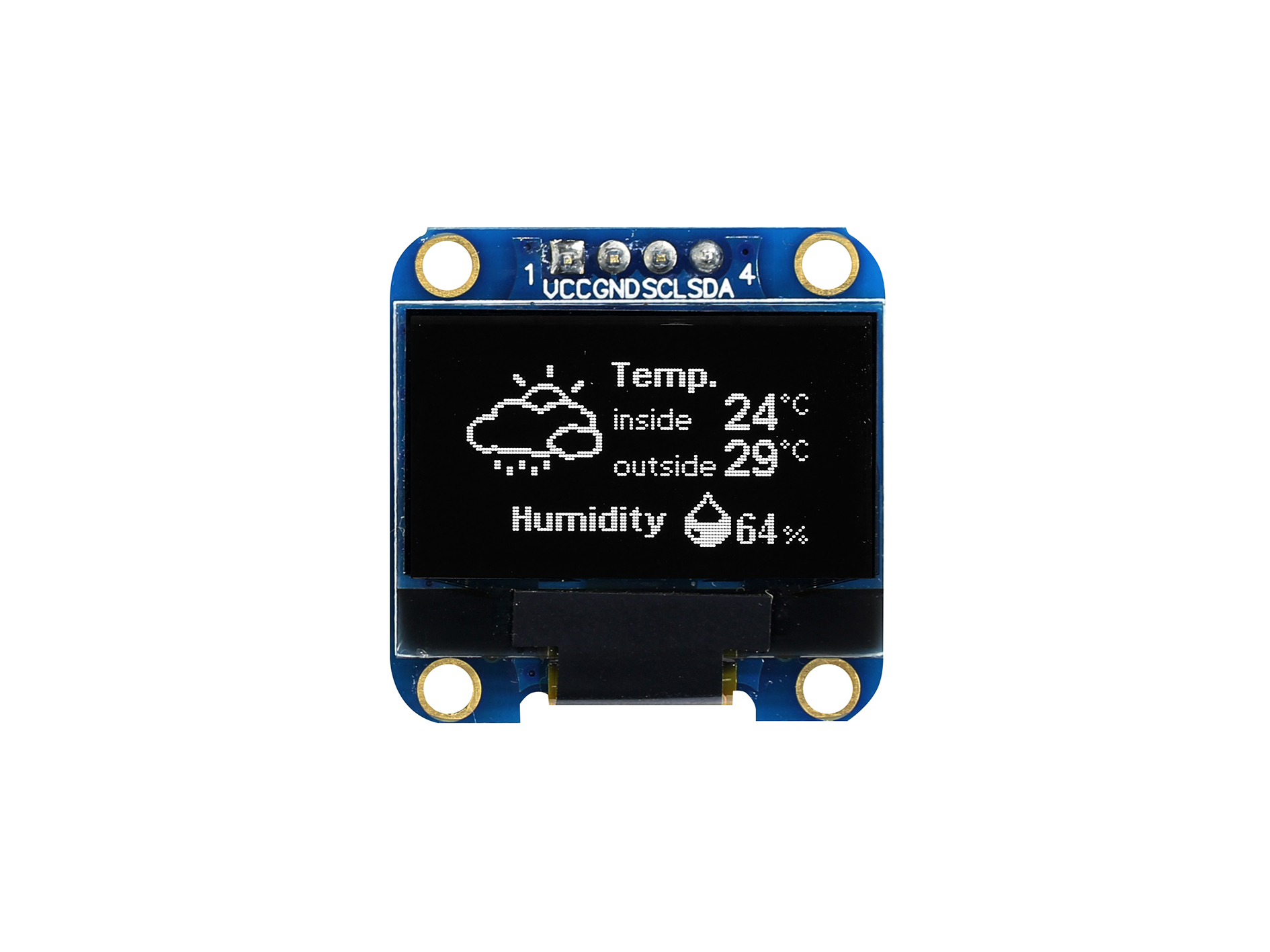 Midas 0.96 in Passive matrix White OLED Display 128 x 64 pixel COB I2C