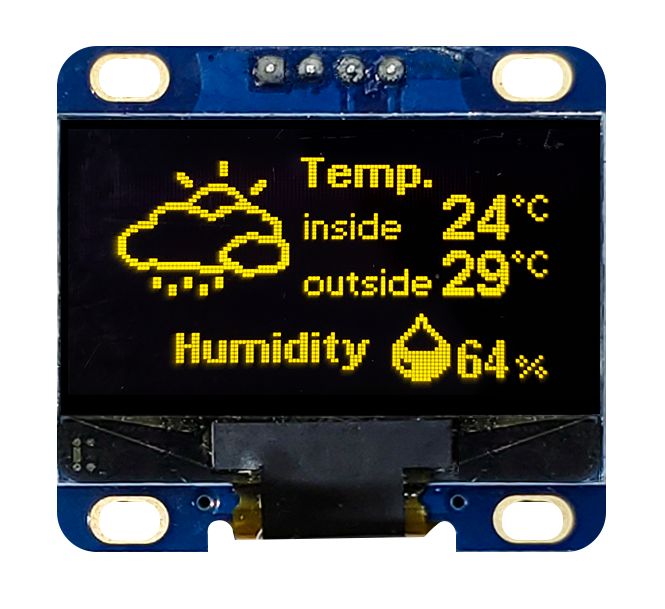 Midas 1.28 in Passive matrix Yellow OLED Display 128 x 64 pixel COB I2C