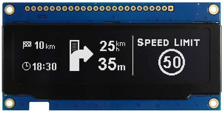 Midas 3.12 in Passive matrix White OLED Display 256 x 64 pixel COB Parallel, SPI
