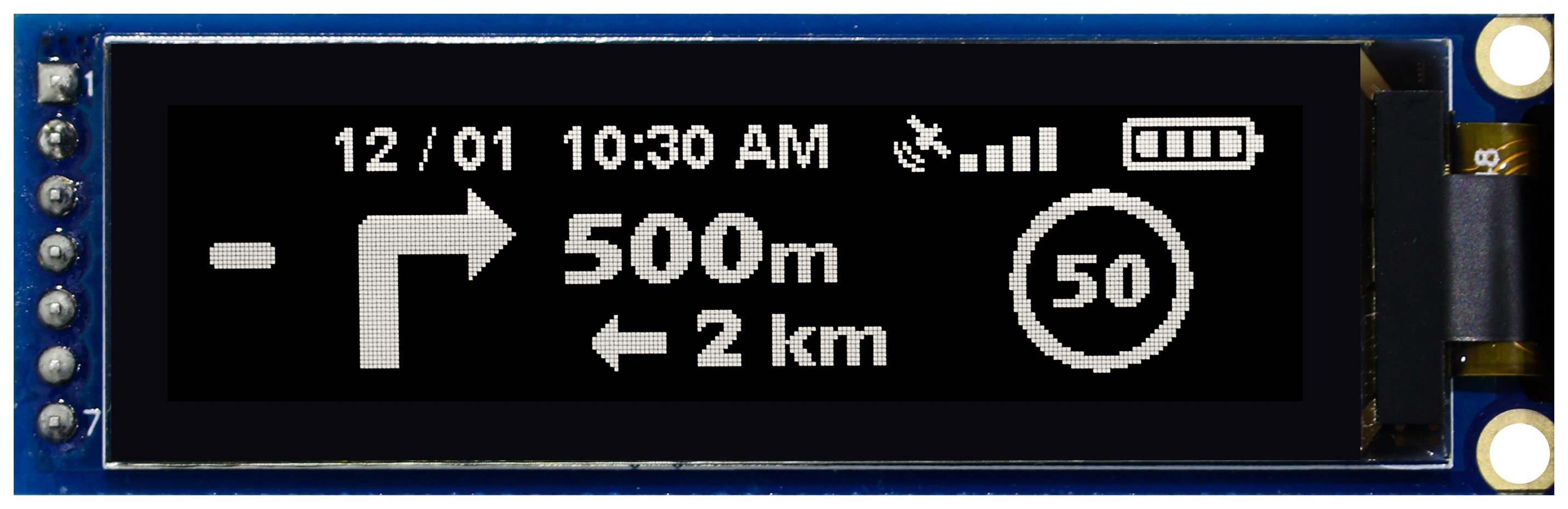 Midas 2.08 in Passive matrix White OLED Display 256 x 64 pixel COB SPI