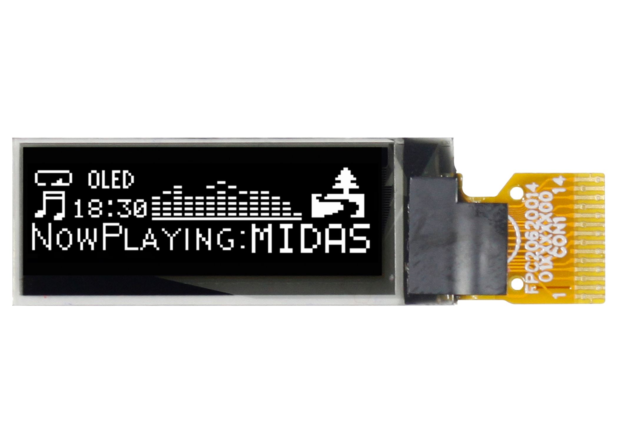 Midas 0.91 in Passive matrix White OLED Display 128 x 64 pixel COG I2C