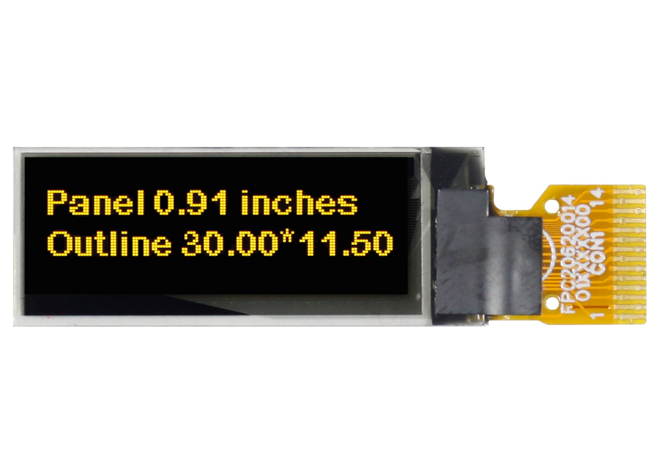 Midas 0.91 in Passive matrix Yellow OLED Display 128 x 64 pixel COG I2C