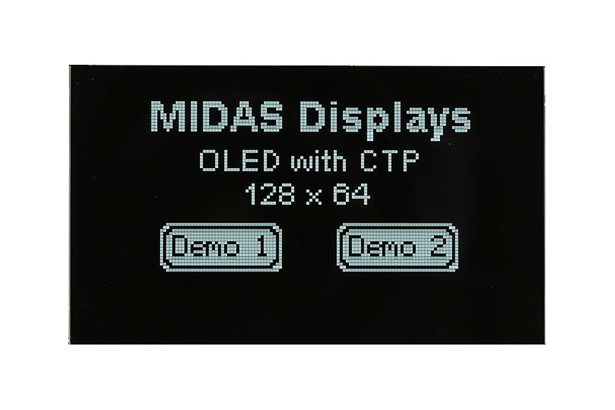 Midas 2.42 in Passive matrix White OLED Display 128 x 64 pixel COG I2C, Parallel, SPI