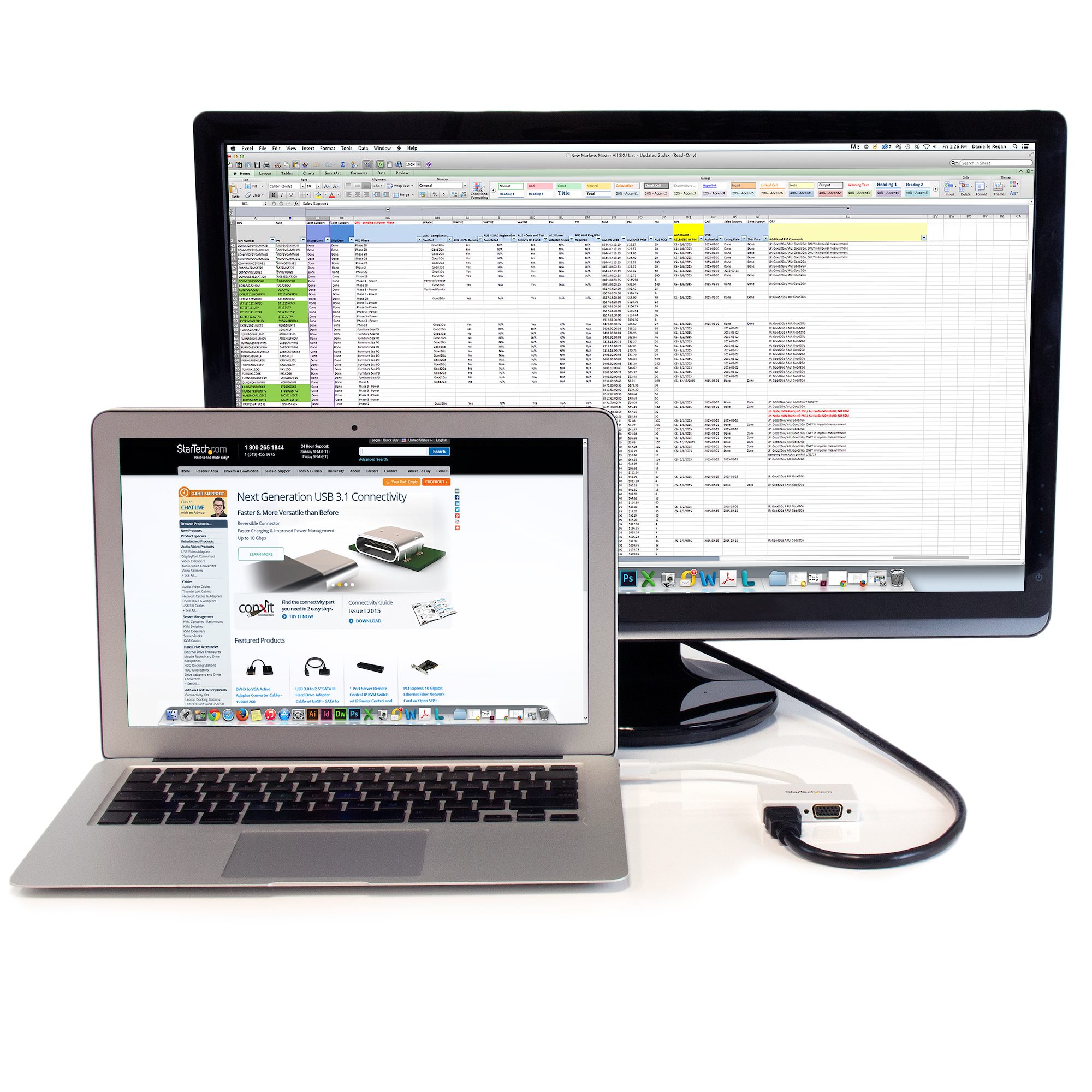 mdp2hdvgaw StarTech.com  2 port Mini DisplayPort to VGA, HDMI  Adapter 150 mm Length 1920 x 1200 pixel Maximum Resolution