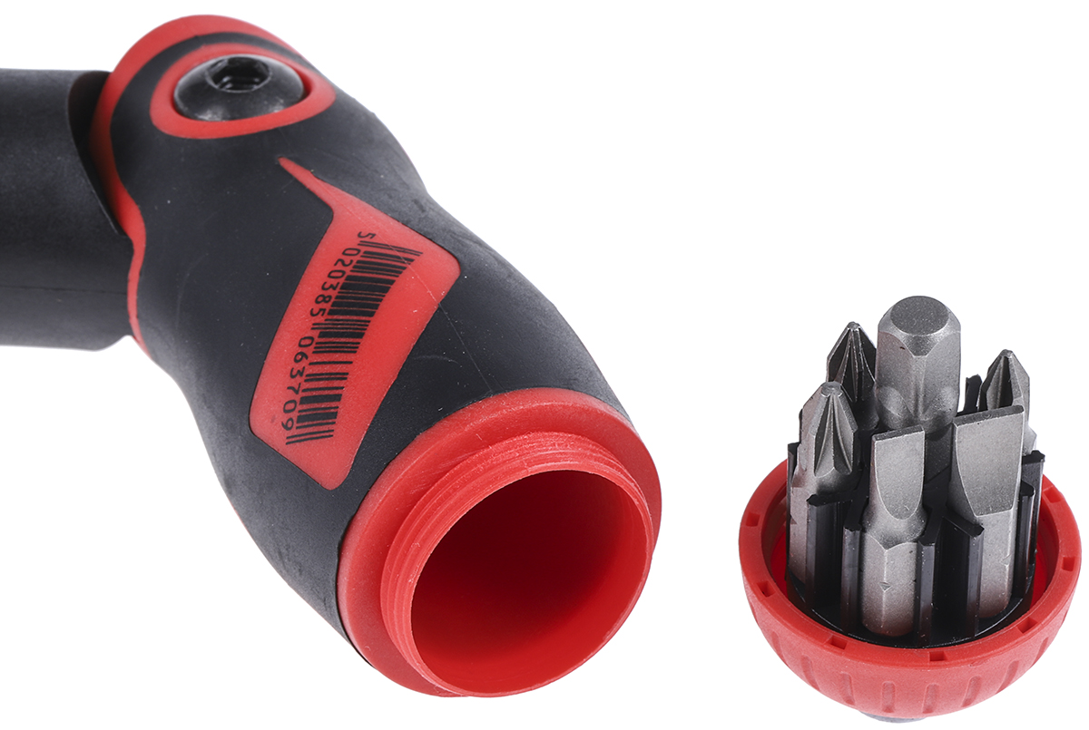 mdrt908 Teng Tools 1/4 in Hex Phillips, Pozidriv, Slotted Ratchet Screwdriver, 172 mm length