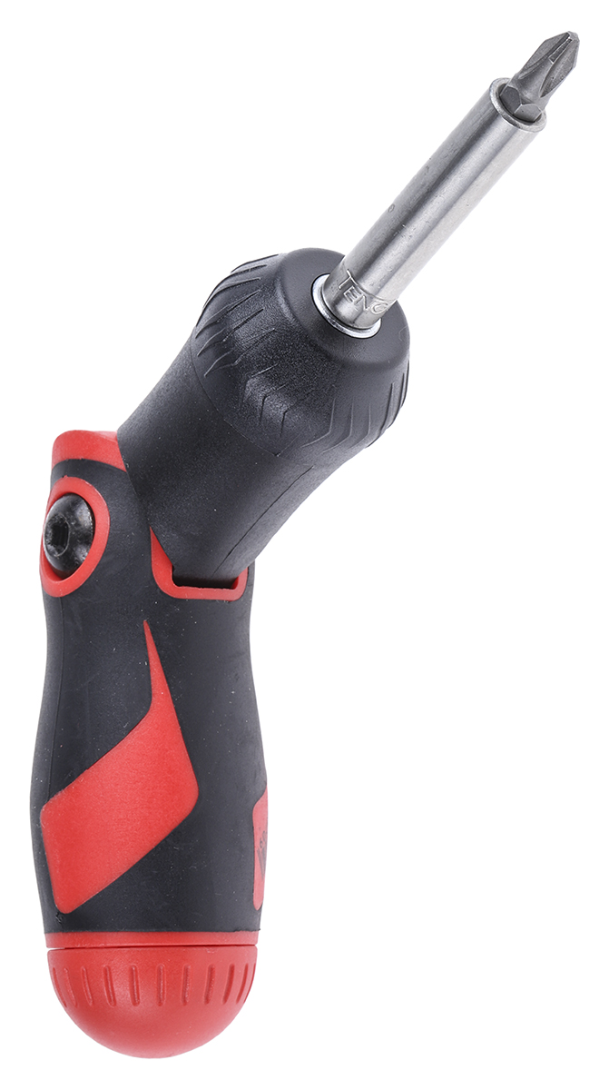 mdrt908 Teng Tools 1/4 in Hex Phillips, Pozidriv, Slotted Ratchet Screwdriver, 172 mm length