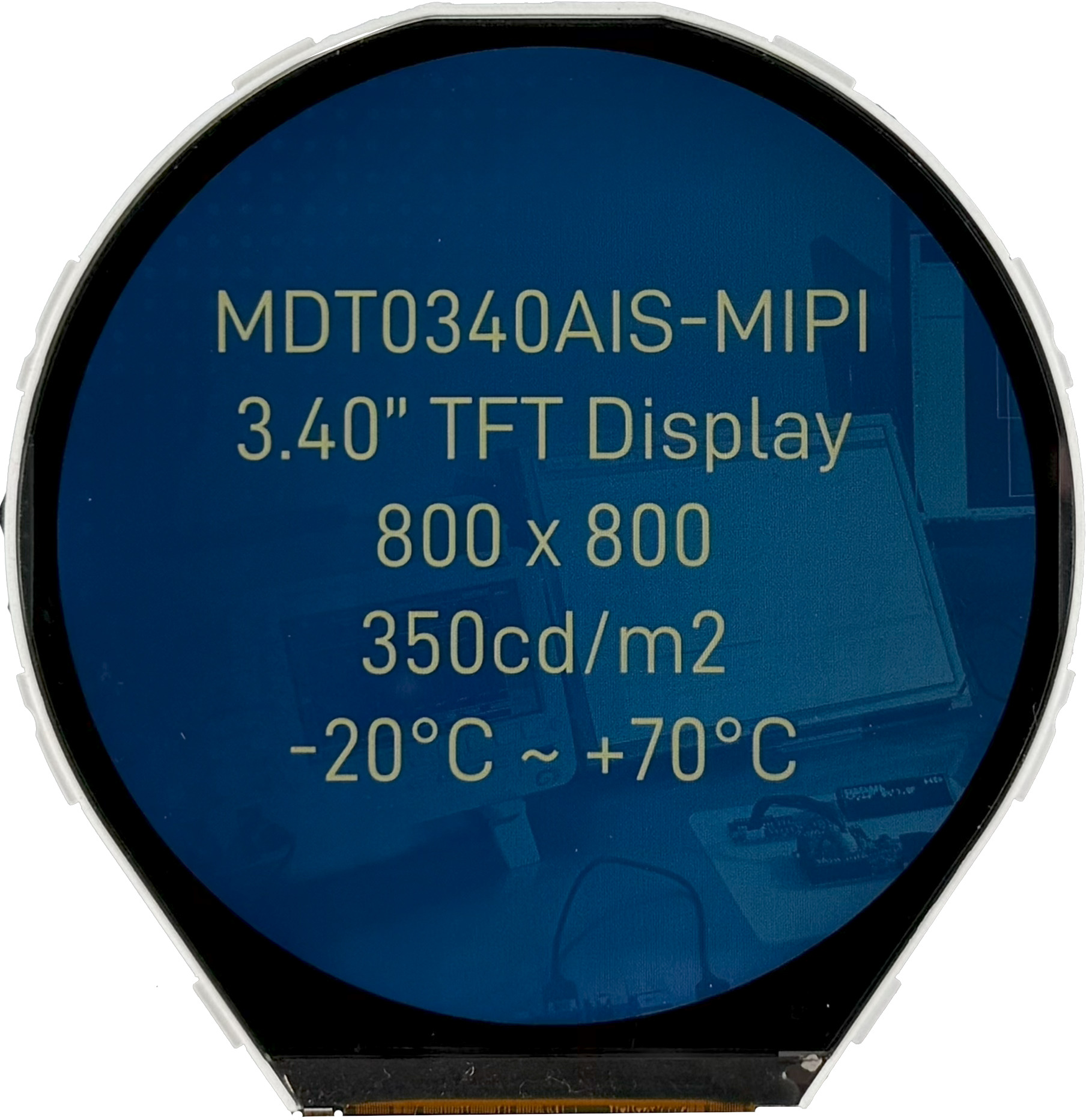 Midas MDT0340AIS-MIPI LCD Colour Display, 3.4 in, 800 x 800 pixel