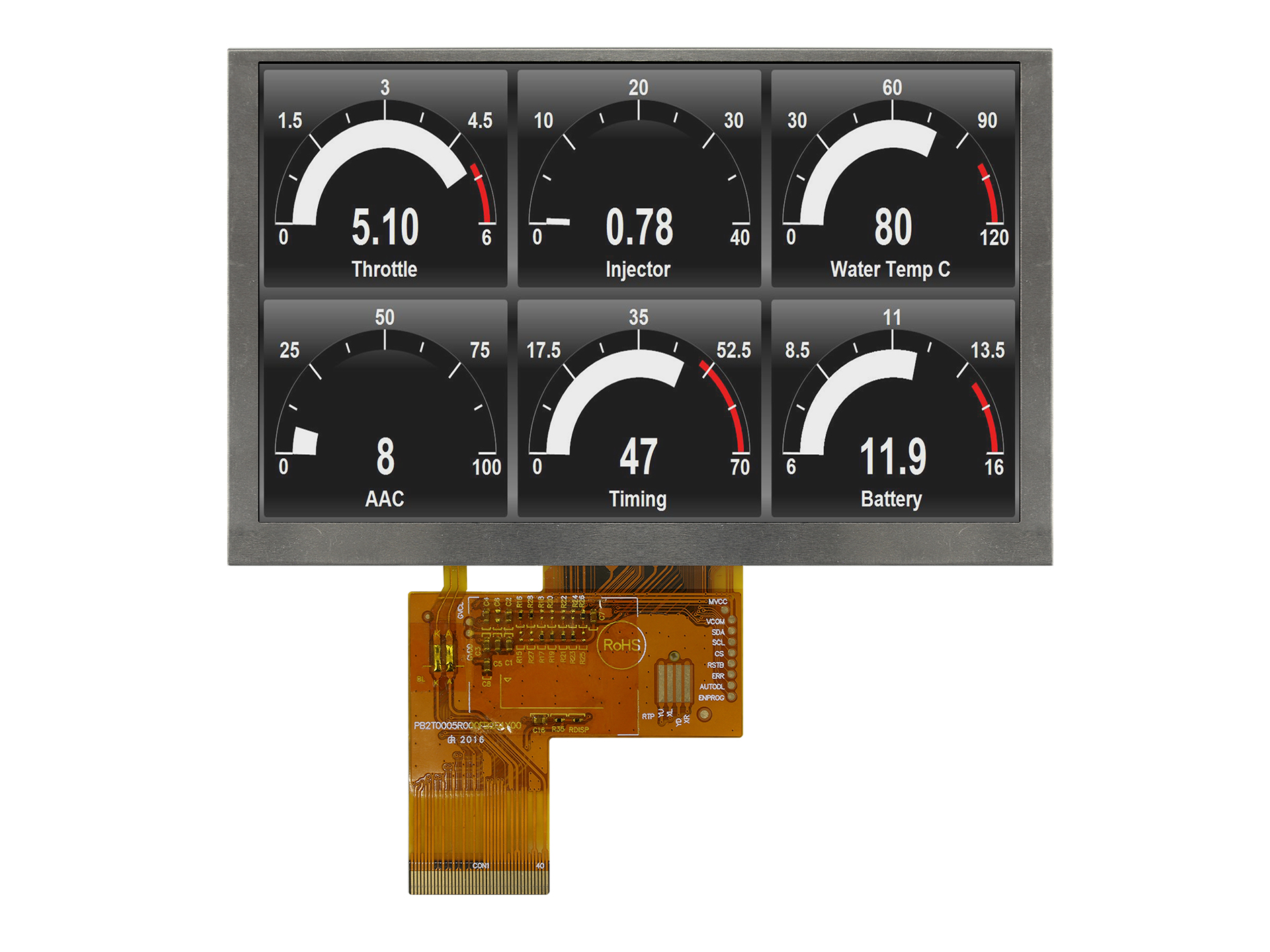 Midas MDT0500D6IH-LVDS LCD Colour Display, 5 in, 800 x 480 pixel