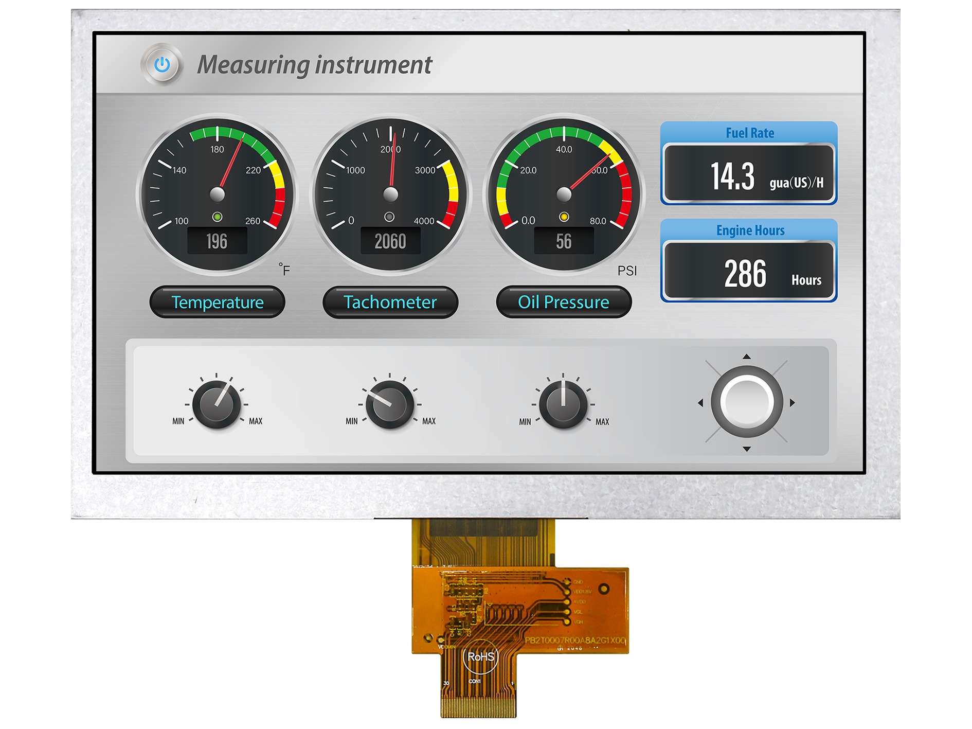 Midas MDT0700JIHH-MIPI LCD Colour Display, 7 in, 1024 x 600 pixel
