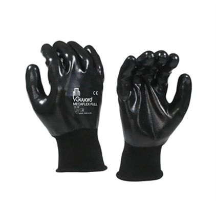 GUYARD MECA FLEX FULL Black Nylon Work Gloves, Size 8, Nitrile Coating