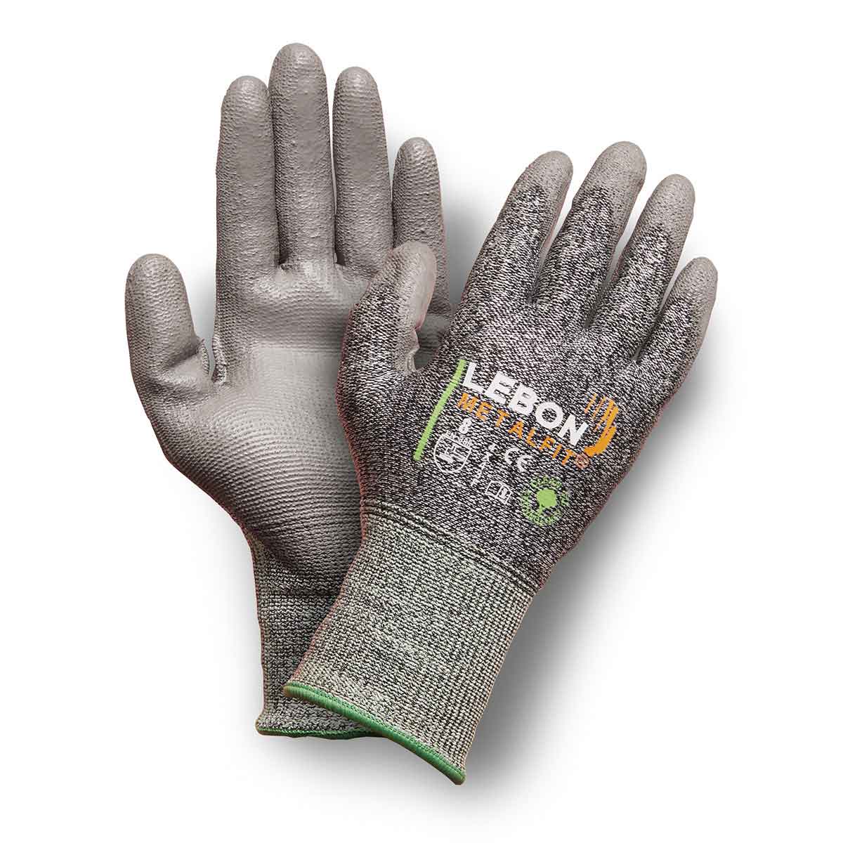 Lebon Protection METALFIT Grey Polyamide, Polyethylene, Stainless Steel Filaments Work Gloves, Size 10, Polyurethane