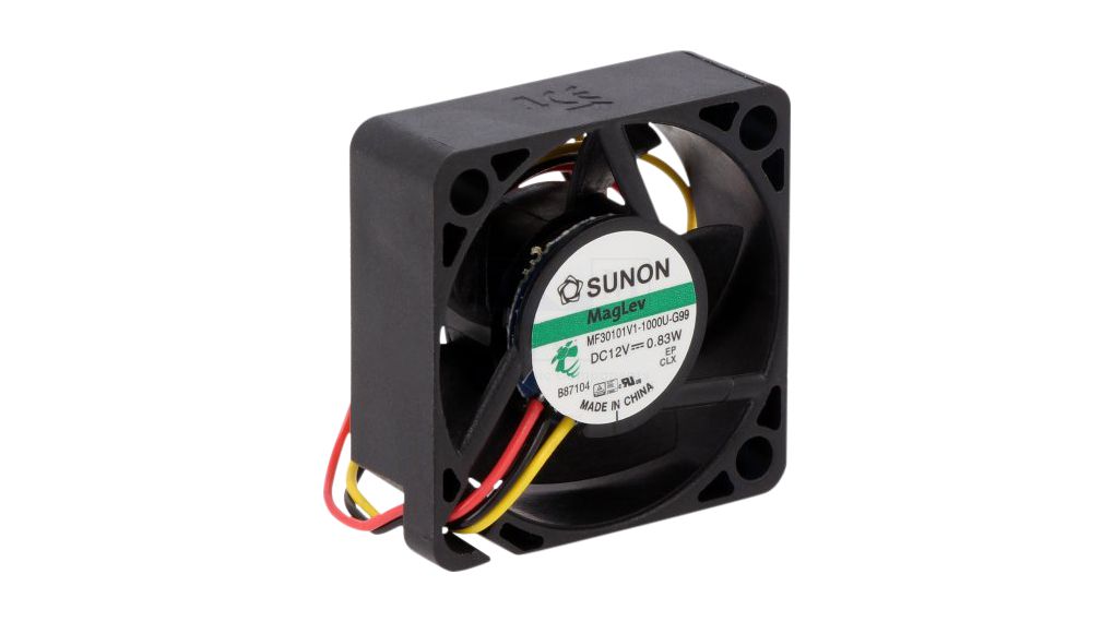 Sunon MF Series Axial Fan, 12V dc, 5.5 cfm, 0.77 W, 64 mA Max 30 mm 30mm 10 mm