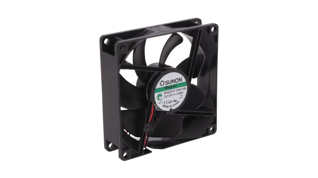 Sunon MF Series Axial Fan, 12V dc, 51.5 cfm, 1.94 W, 161 mA Max 92 mm 92mm 25 mm