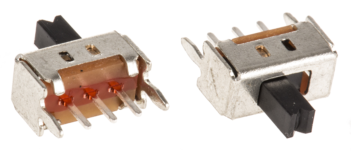 KNITTER-SWITCH PCB Slide Switch SPDT Latching 100mA Silver over Nickel Plated Copper Alloy