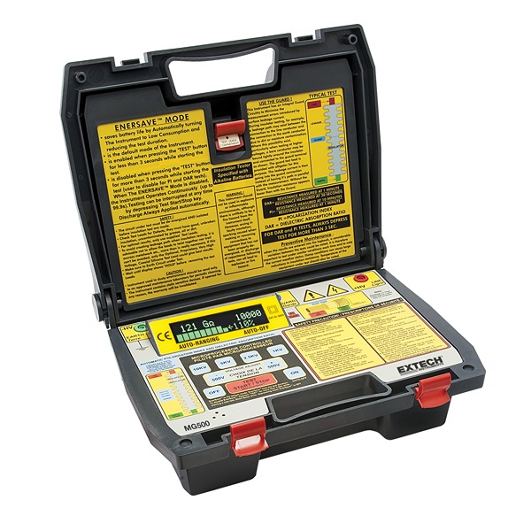 Extech MG500 Insulation Tester, 500 V Min, 10 kV Max, 500 GΩ CAT III