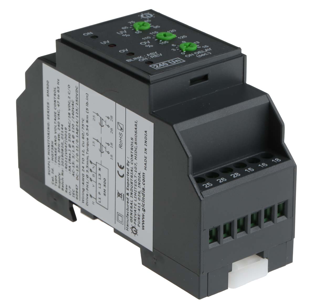 mg73bh GIC Monitoring Relay, 1, 3 Phase, DPDT, DIN Rail, 240V ac