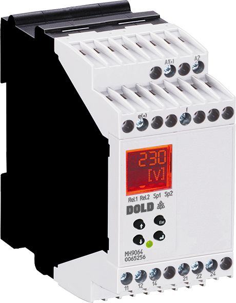 Dold Monitoring Relay, 1 Phase, DPDT, DIN Rail, 15mA to 50mA, 24 V dc, 230V ac