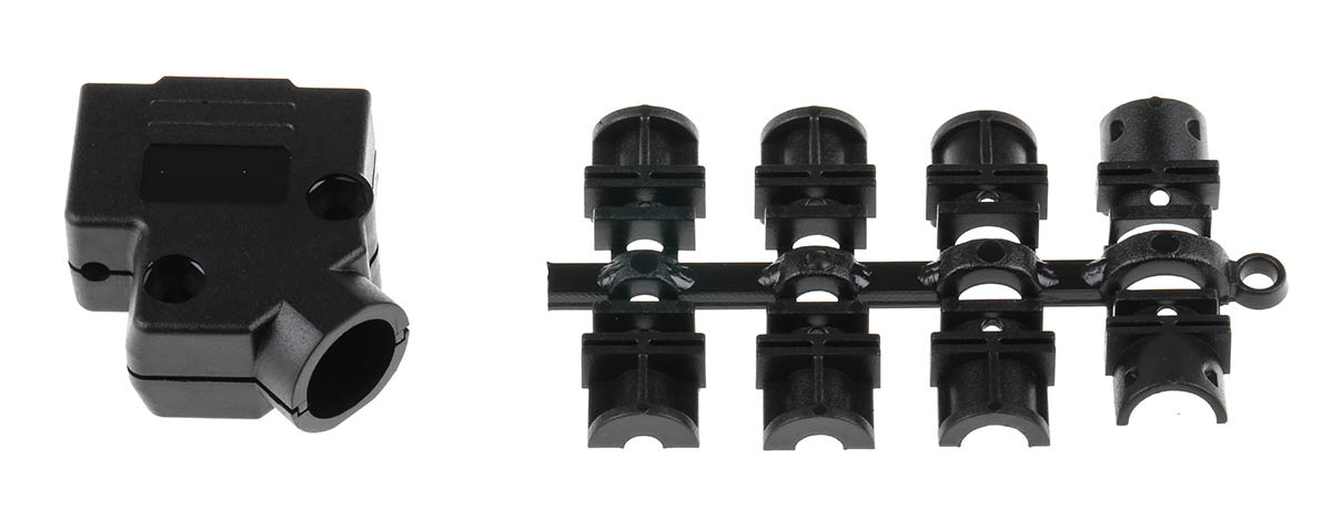 MH Connectors MHD45PPK Series ABS Angled D-Sub Backshell, 9 Way Strain Relief
