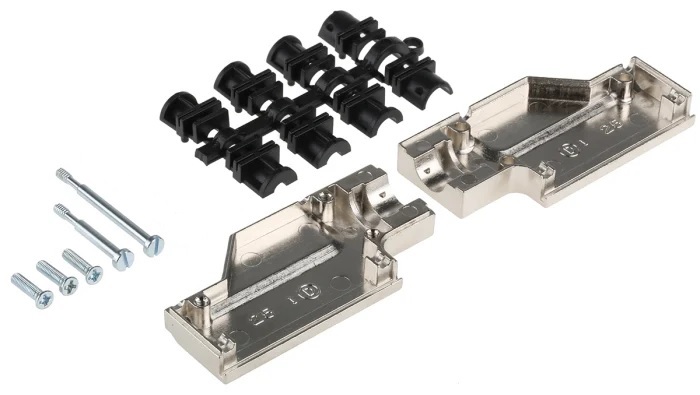 mhdcmr25-k MH Connectors MHDCMR Series Zinc Right Angle D-Sub Backshell, 25 Way Strain Relief