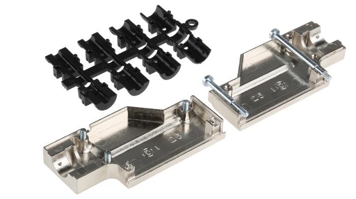 mhdcmr25-k MH Connectors MHDCMR Series Zinc Right Angle D-Sub Backshell, 25 Way Strain Relief