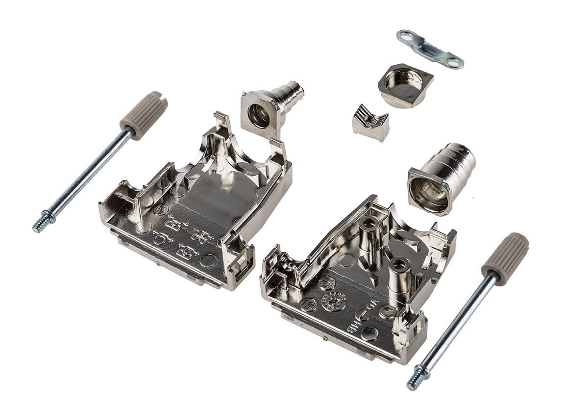 MH Connectors MHDSSK-T/M Series ABS Angled, Straight D-Sub Backshell, 15 Way Strain Relief