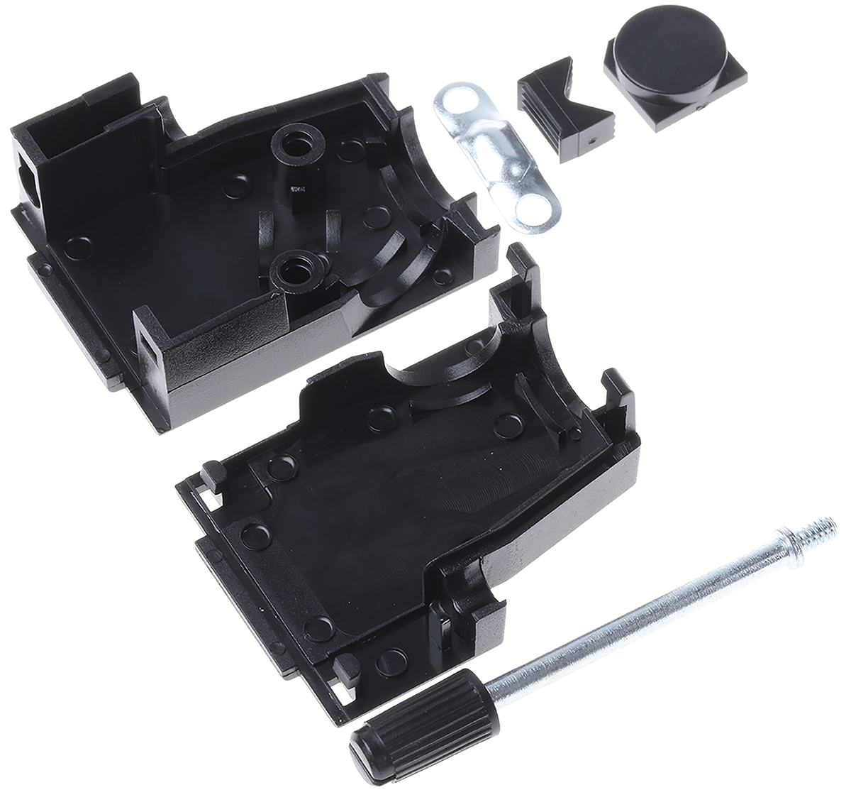MH Connectors MHDSSK-T/P Series ABS Angled, Straight D-Sub Backshell, 9 Way Strain Relief