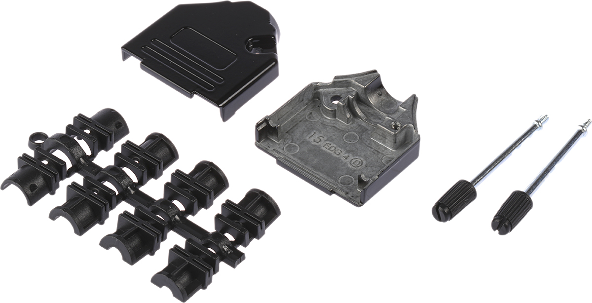 MH Connectors MHDTZK-BK Series Zinc Straight D-Sub Backshell, 15 Way Strain Relief