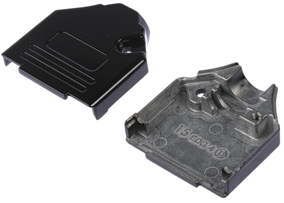 mhdtzk15-bk-ra-pc-bk-k MH Connectors MHDTZK-BK Series Zinc Straight D-Sub Backshell, 15 Way Strain Relief
