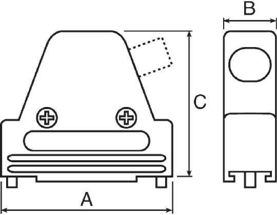 MH Connectors MHDVSL Series Zinc Angled D-Sub Backshell, 9 Way Strain Relief