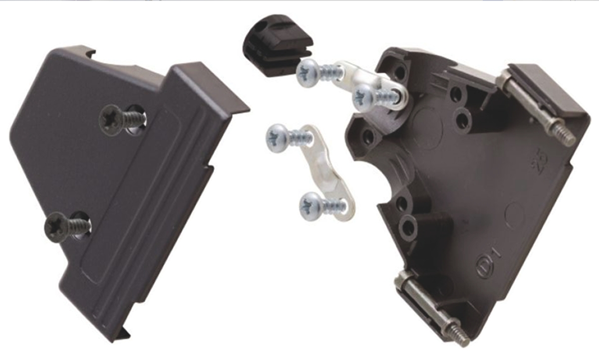 MH Connectors MHTRI-P Series ABS Vertical D-Sub Backshell, 25 Way Strain Relief