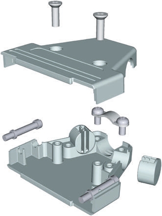 MH Connectors MHTRI-M Series ABS Vertical D-Sub Backshell, 15 Way Strain Relief