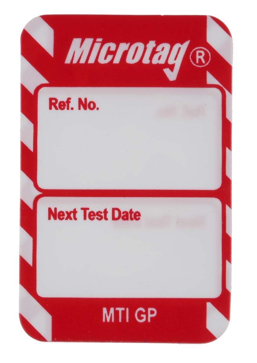 Brady White on Red Safety Microtag, English Language, 20 Per Pack per Pack