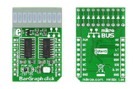 MikroElektronika MIKROE-1423 BarGraph Click 10 Segment Display Add On Board With 74HC595 for mikroBUS Socket