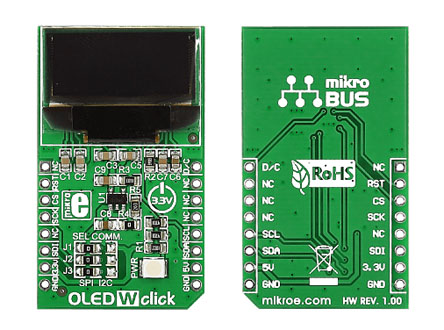 MikroElektronika MIKROE-1649 OLED W Click OLED Display Add On Board With SSD1306 for mikroBUS Socket