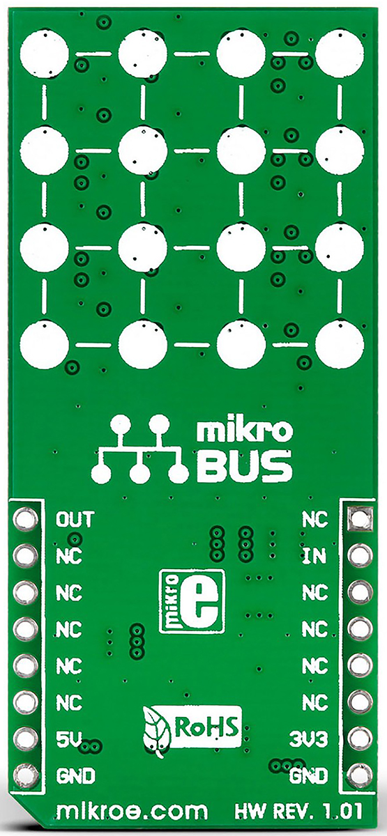 mikroe-1881 MikroElektronika MIKROE-1881 4x4 RGB Click LED Matrix Display Add On Board With WS2812, MCP1826 LDO Regulator