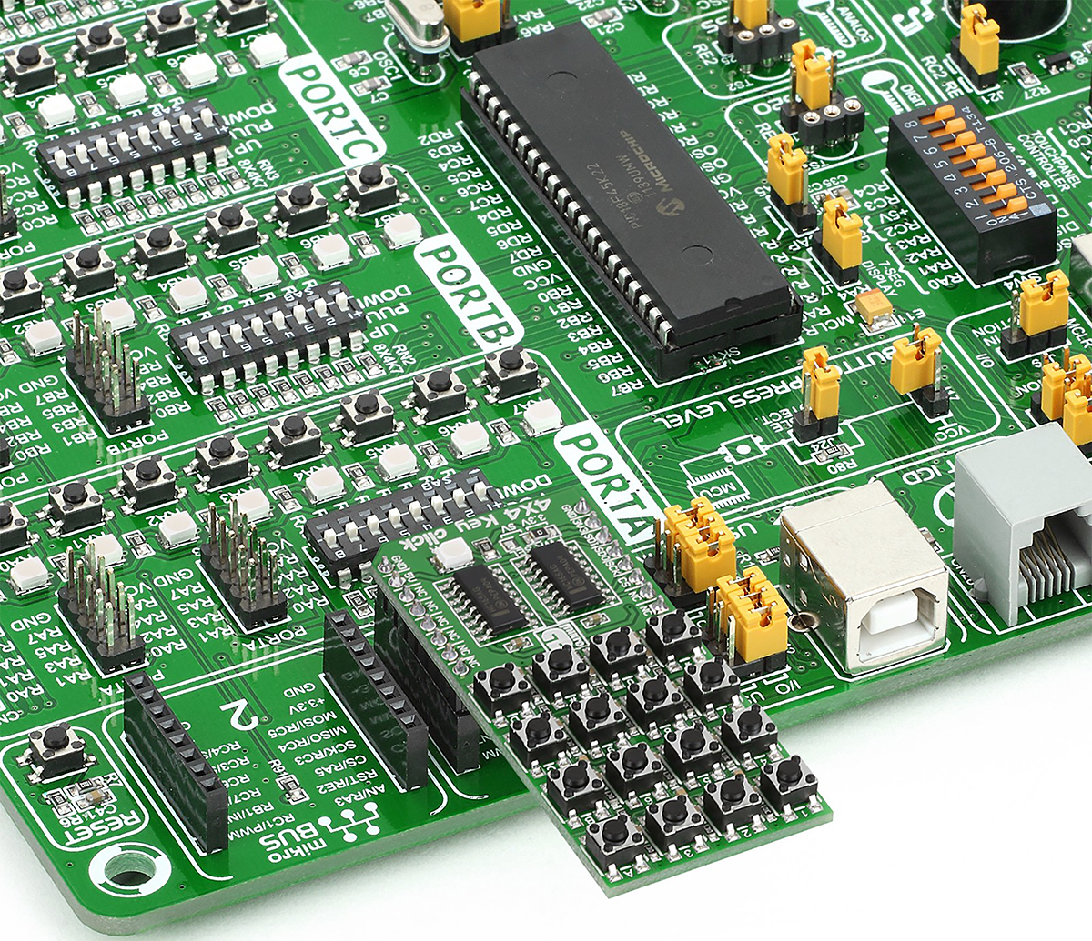 mikroe-1889 MikroElektronika 4 x 4 Key Keypad MikroBus Click Board