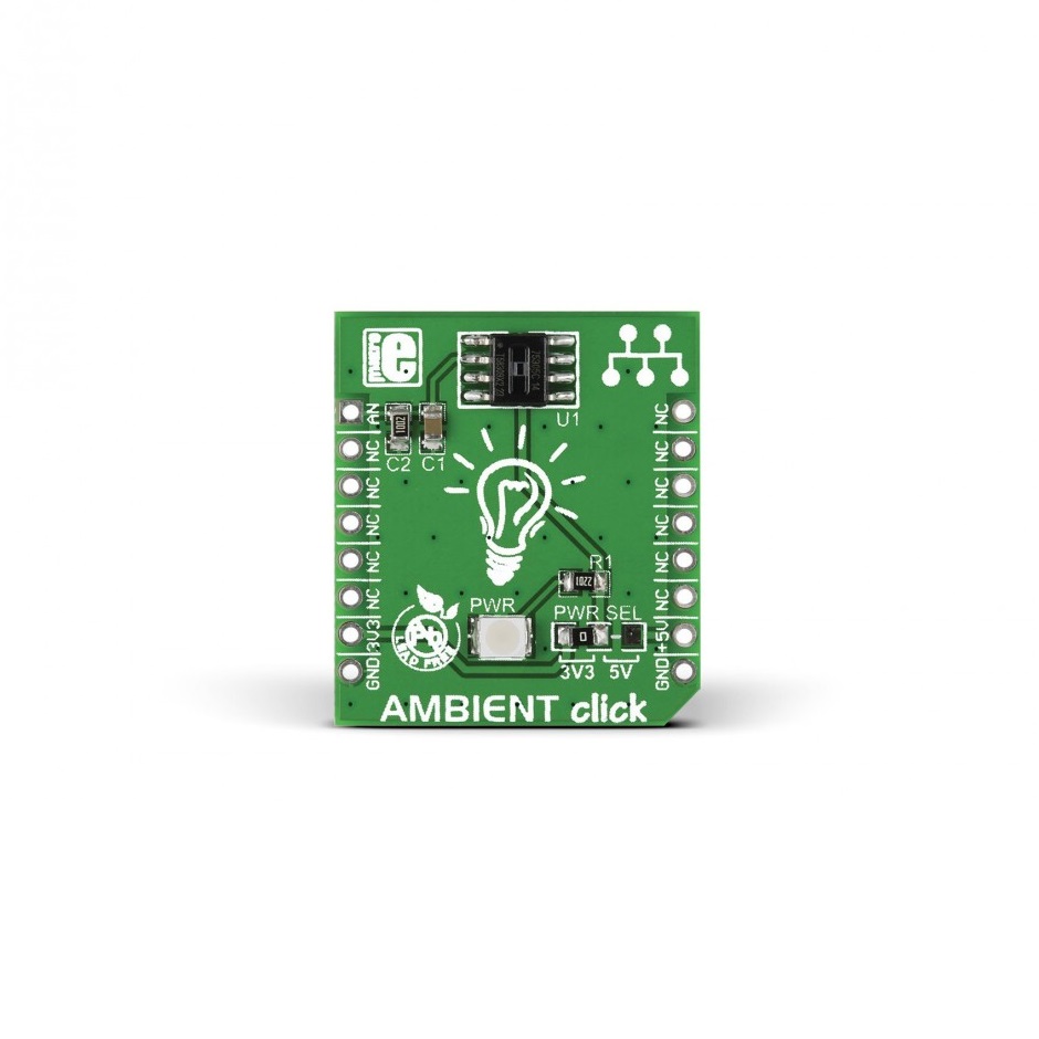 MikroElektronika Ambient Click Optical Sensor Board for MLX75305 Ambient light sensor, LED power monitoring, LED