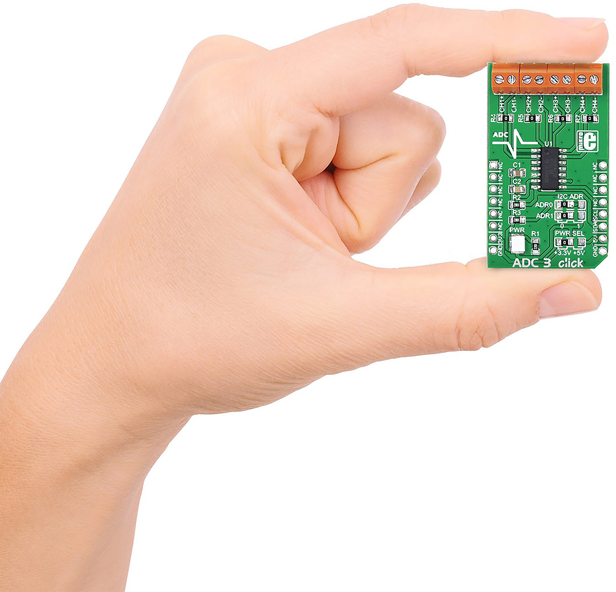 mikroe-1894 MikroElektronika MIKROE-1894 ADC3 Click MikroBus Click Board Signal Conversion Development Kit