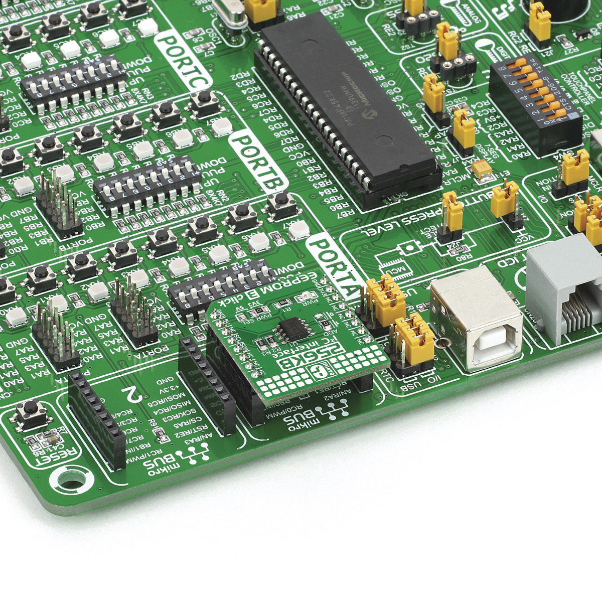 mikroe-1989 MikroElektronika MIKROE-1989 EEPROM3 Click, EEPROM Development Board for AT24CM02 for MikroBus