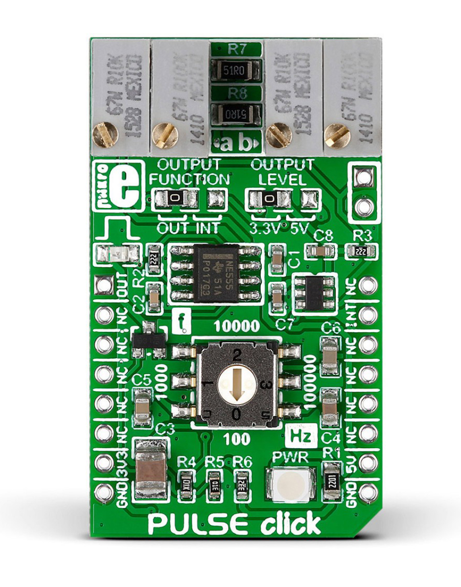 MikroElektronika MIKROE-2032 Pulse Generator MikroBus Click Board for NE555 for mikroBUS Socket