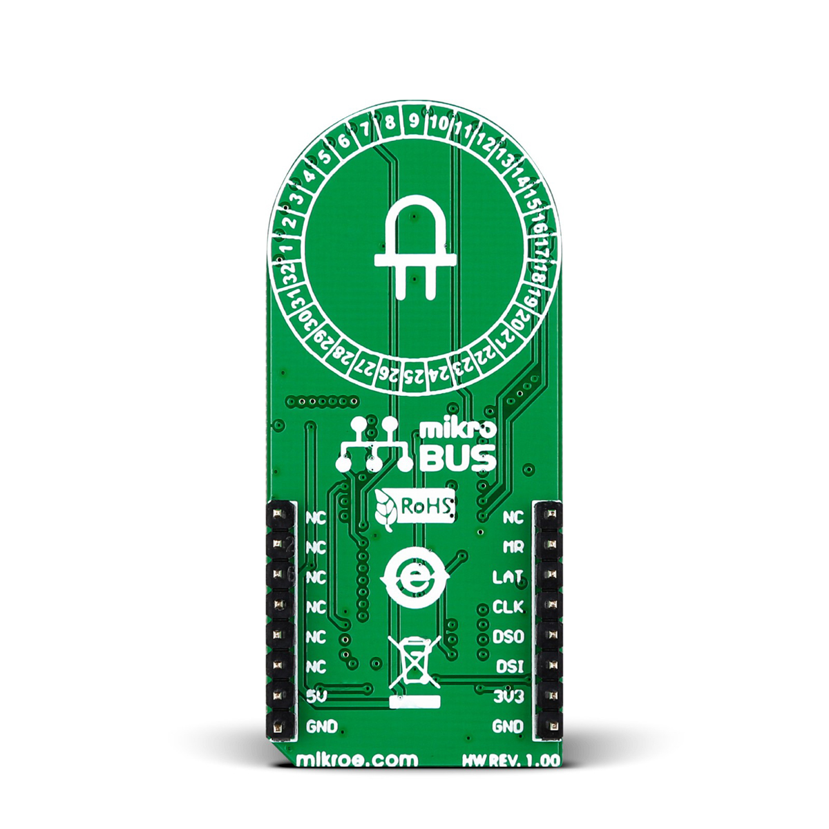 mikroe-2153 MikroElektronika MIKROE-2153 LED Ring R Click LED Matrix Display Add On Board With 74HC595