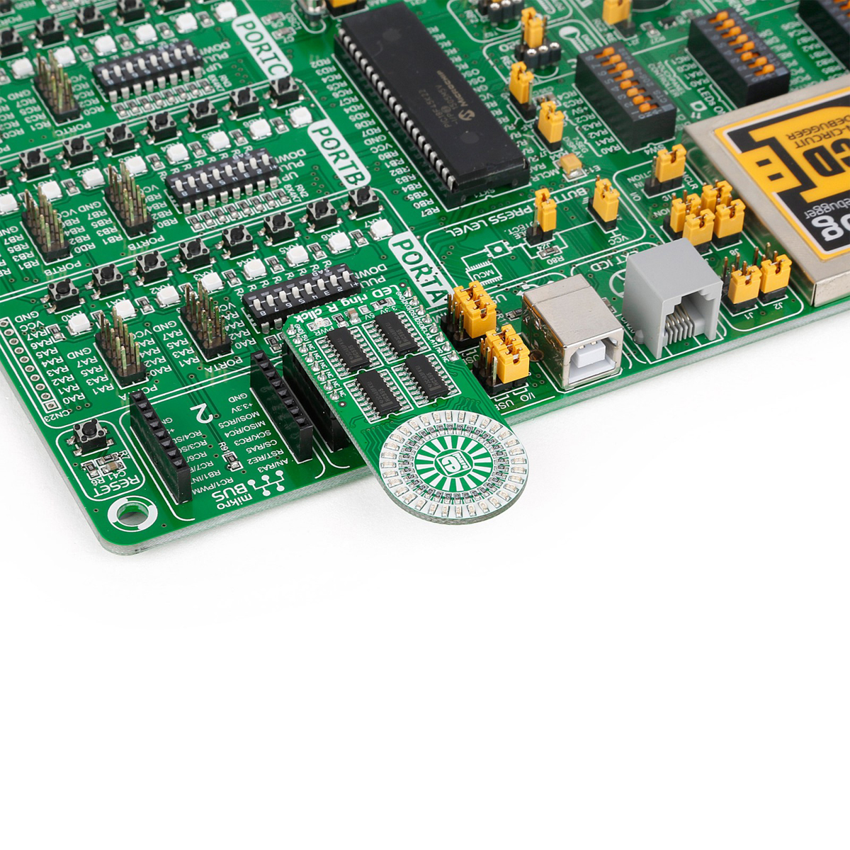 mikroe-2153 MikroElektronika MIKROE-2153 LED Ring R Click LED Matrix Display Add On Board With 74HC595