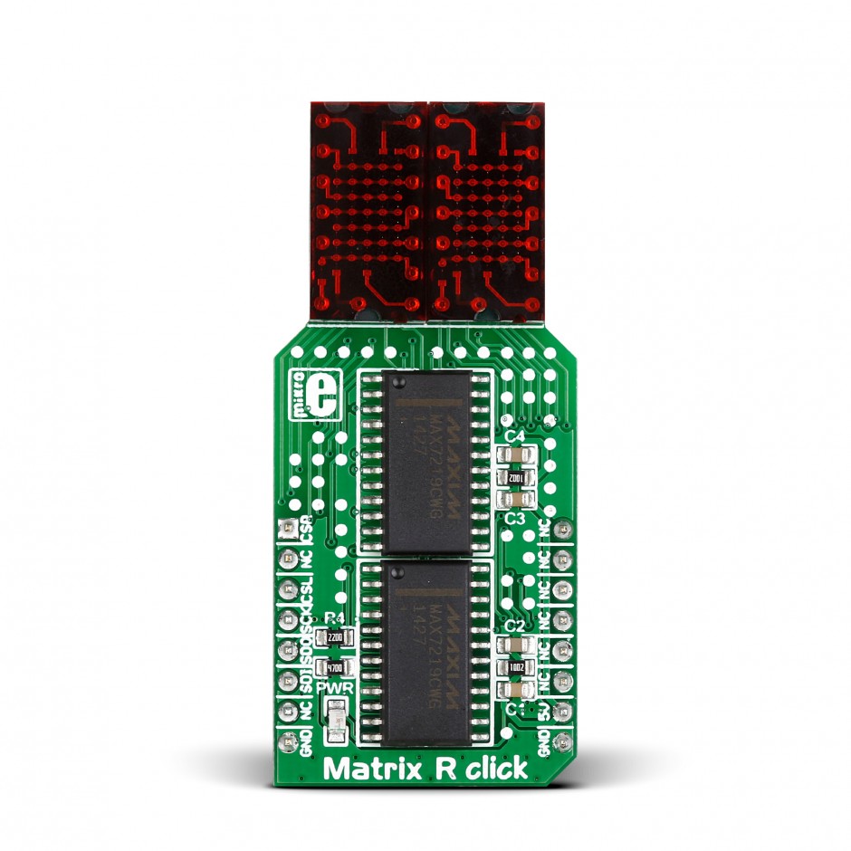 MikroElektronika MIKROE-2245 Matrix R Click LED Matrix Sensor Add-On Board for MAX7219 for 7 x 5 Dot Matrix Text Display