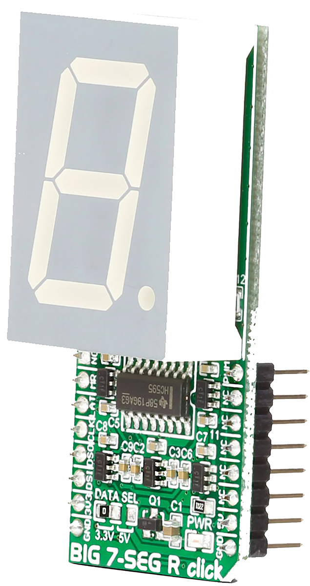 mikroe-2269 MikroElektronika MIKROE-2269 Big 7-Seg R Click 7 Segment Display MikroBus Click Board With SC10-21SRWA