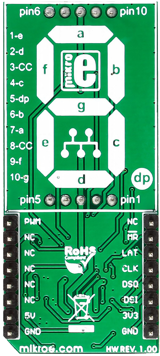mikroe-2269 MikroElektronika MIKROE-2269 Big 7-Seg R Click 7 Segment Display MikroBus Click Board With SC10-21SRWA