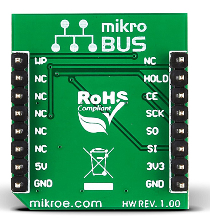 mikroe-2374 MikroElektronika MIKROE-2374 Flash 3 Click, Serial Flash Development Board for ISSI IS25LP128 for MikroBus
