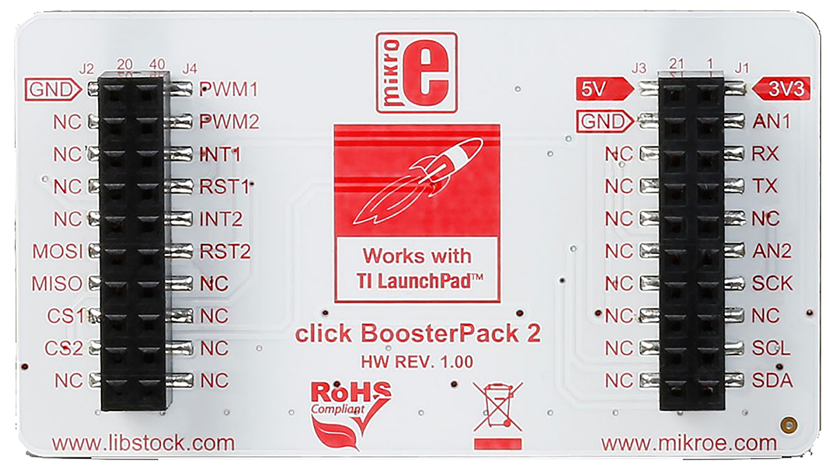 mikroe-2381 MikroElektronika MIKROE-2381 Shield for use with Texas Instruments LaunchPads