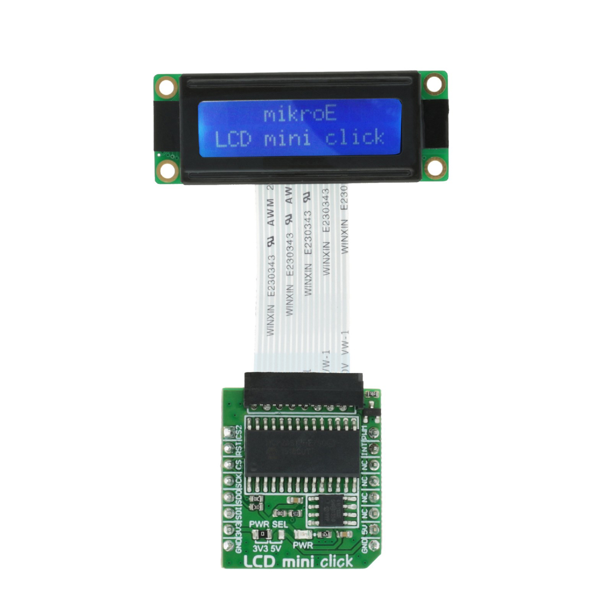 MikroElektronika MIKROE-2453 LCD Mini Click LCD Adapter Board With 2x16 Monochrome Character Display