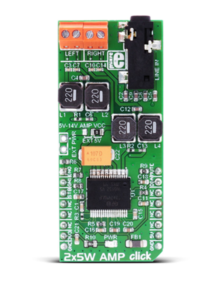 MikroElektronika MIKROE-2477 2 x 5 W Amp Click Audio Amplifier Development Board for MikroBus for TDA7491LP