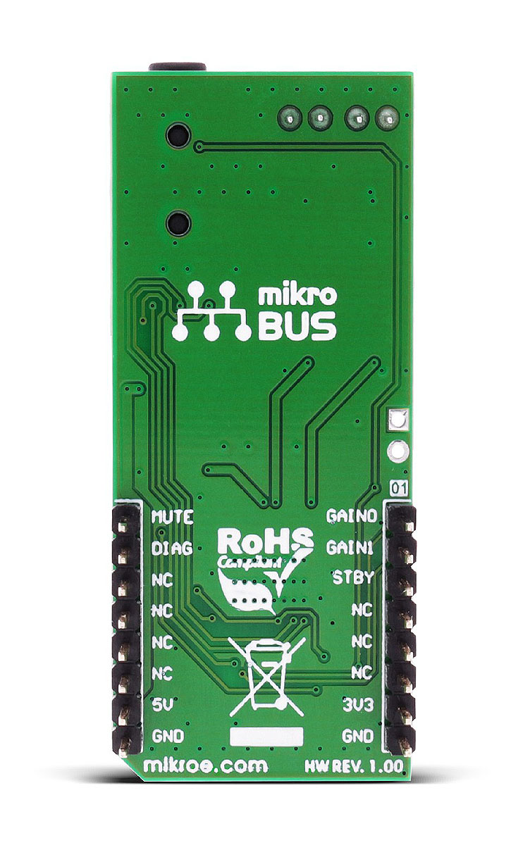 mikroe-2477 MikroElektronika MIKROE-2477 2 x 5 W Amp Click Audio Amplifier Development Board for MikroBus for TDA7491LP